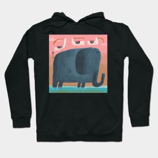 Elephant with pesky birds Hoodie